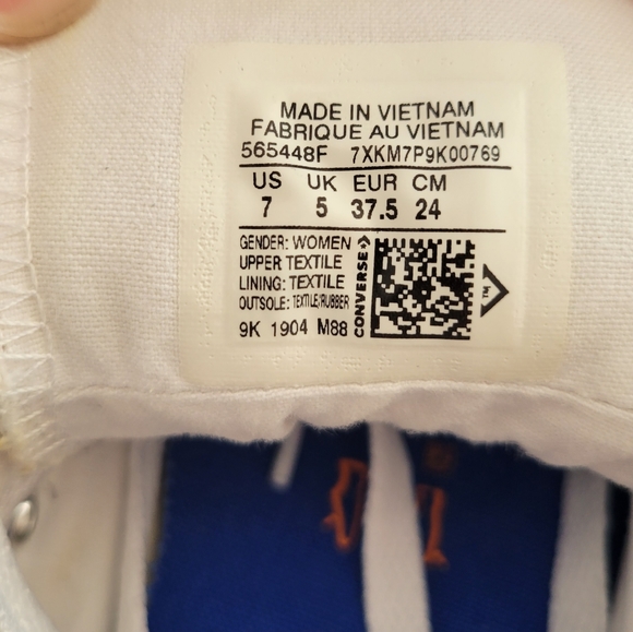 Converse Women's Madison Wordmark Canvas Sneakers, White/Orange/Pink Size 7 - Picture 7 of 8